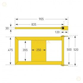 Puerta batiente lateral de 905x520 mm (con bisagras) y 2 mm de espesor